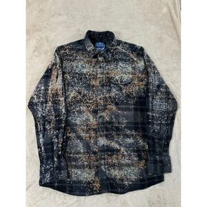 Angry Minnow Clothing Co.Mens L Plaid‎ Flannel Shirts Hamm's beer patches EUC